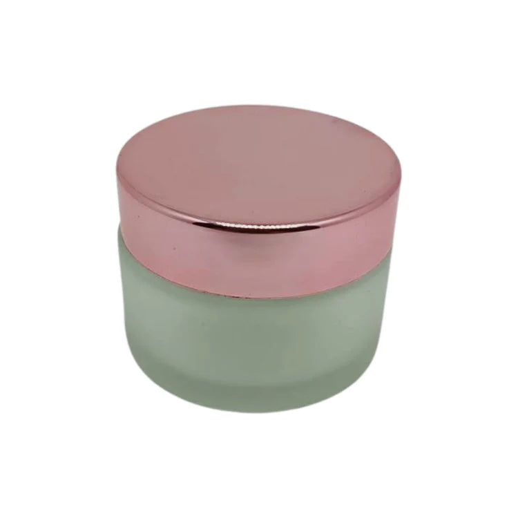30g or 100g empty frosted glass jar with pink metallic lid - for cosmetics, oud chips, bakhoor etc - pack of 12