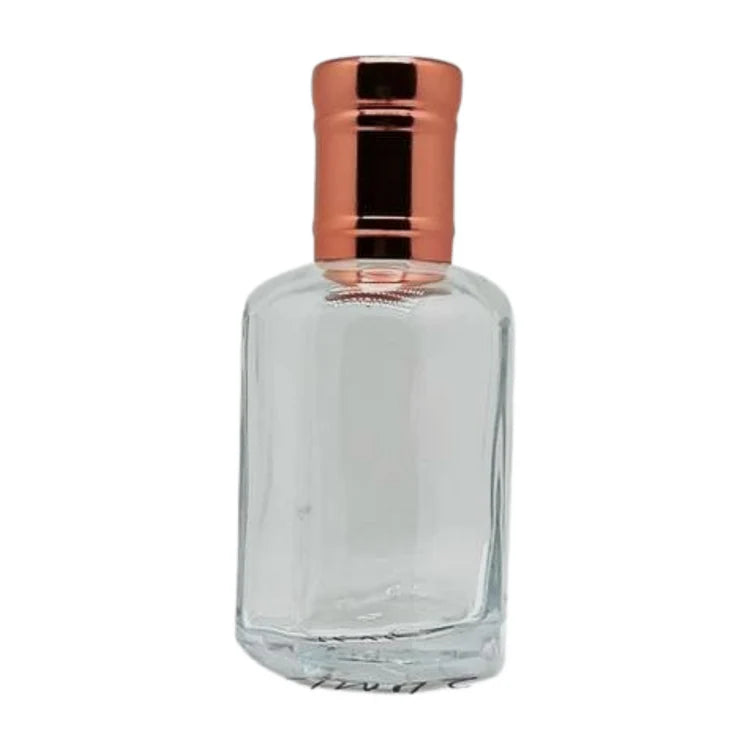 25ml Plain glass perfume or essential oil bottle with golden lid and application roller - box of 12
