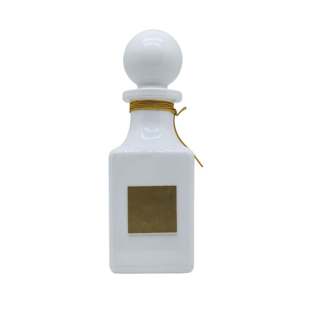 150ml White Glass Perfume Decanter with Gold Detail & Sphere Stopper - refillable glass perfume bottles by Oud Aruma