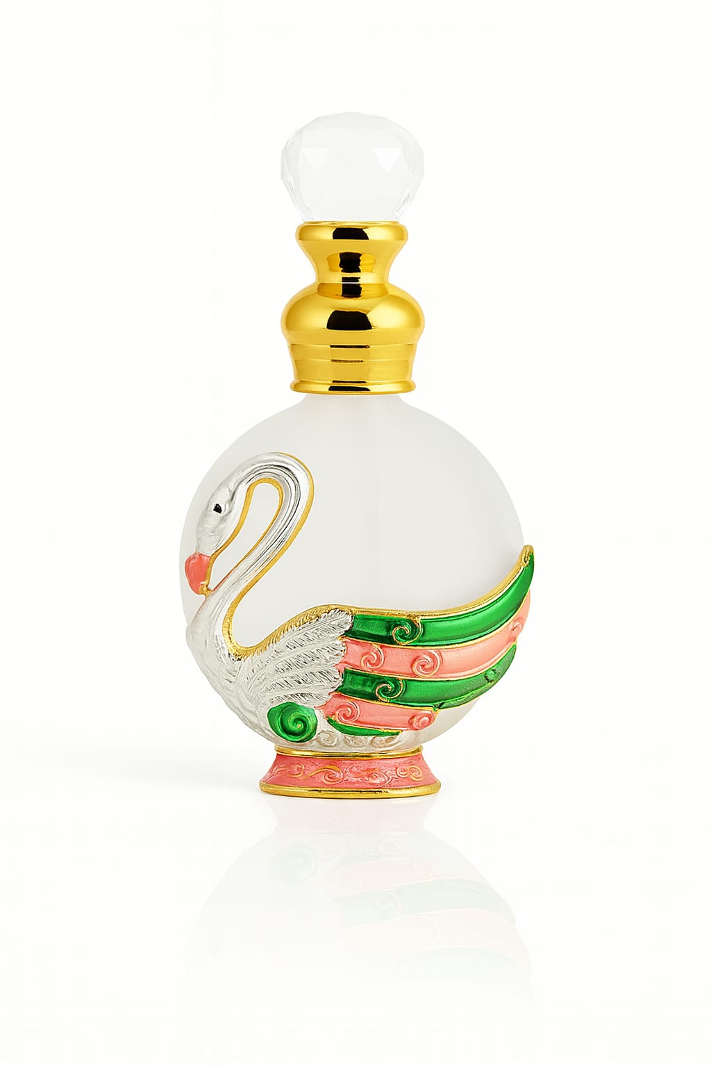 15ml Empty Gold Painted Bird Design And Frosted Glass Perfume Oil Bottle With Stick Applicator