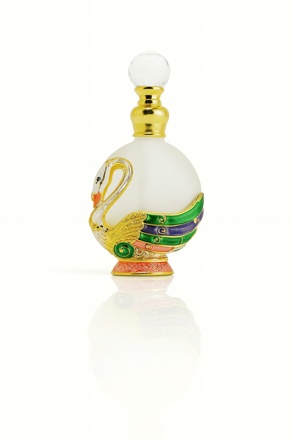 15ml Empty Gold Painted Bird Design And Frosted Glass Perfume Oil Bottle With Stick Applicator
