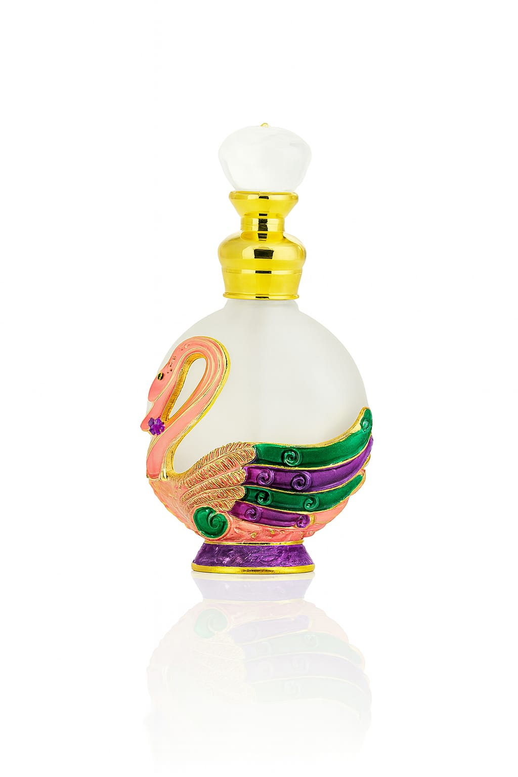 15ml empty gold painted bird design and frosted glass perfume oil bottle with stick applicator