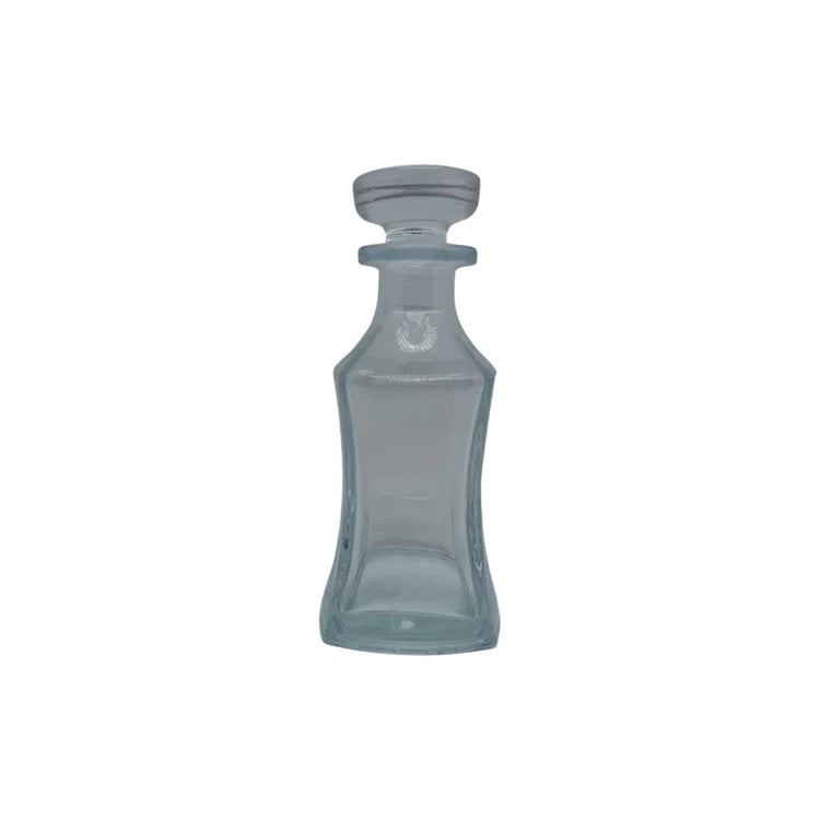 150 ml plain clear glass perfume decanter bottle with flat glass stopper lid