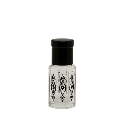 Black Patterned Glass Roller Bottles with Black Cap – Box of 12 (Various Sizes) - refillable glass perfume bottles by Oud