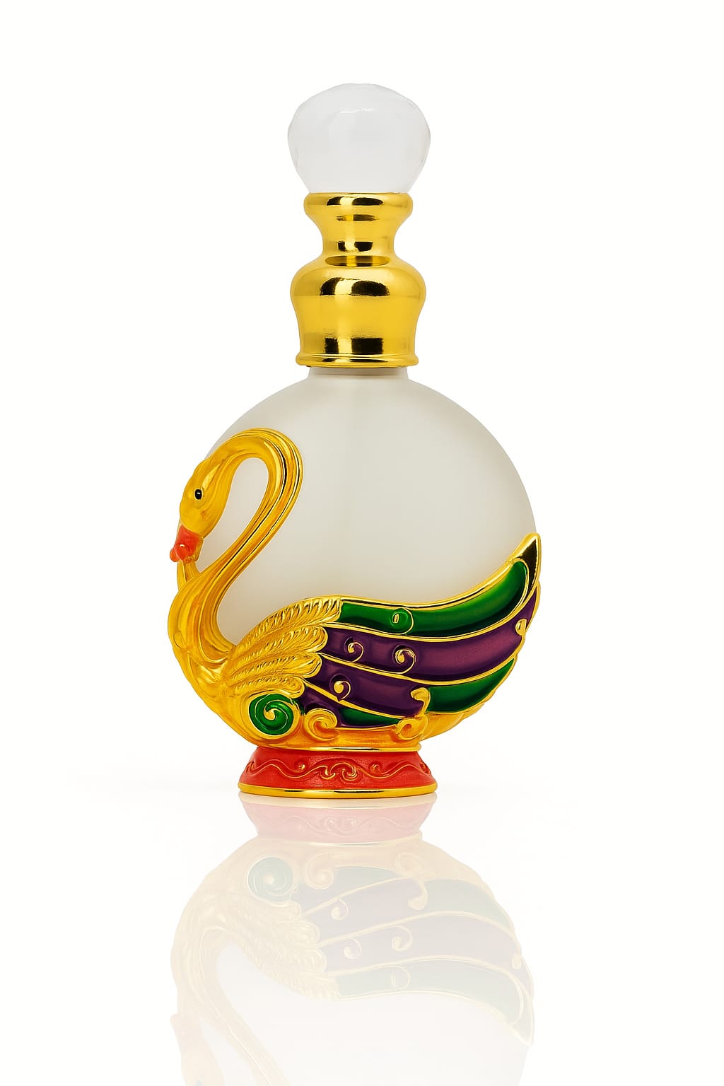 15ml Empty Gold Painted Bird Design And Frosted Glass Perfume Oil Bottle With Stick Applicator