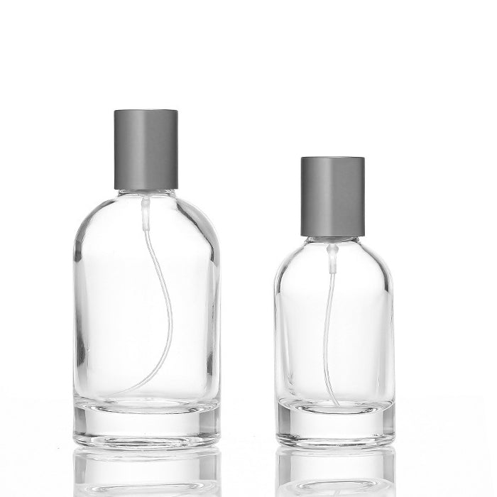 Empty Clear Glass Refillable Perfume Spray Bottle with Metallic Lid (30ml & 50ml Available) - Screw Top Atomizer, Leak Proof